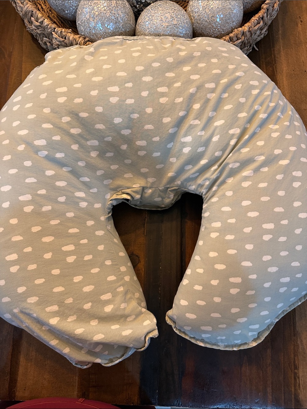 Target Gray Nursing Pillow with White Dot Pattern